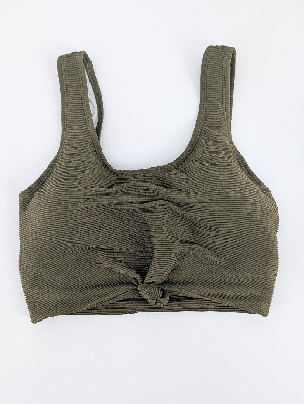 3/$25 Coral Reef Olive Green Ribbed Swim Top Size Small